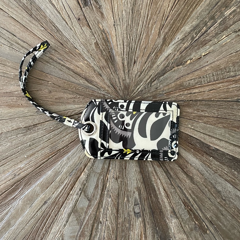Vera Bradley Black and White Fanfare Luggage Tag
